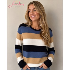 Blue Seven Pullover 248154 RH streep Blauw zand ecru Blue Seven Pullover 248154 RH streep Blauw zand ecru